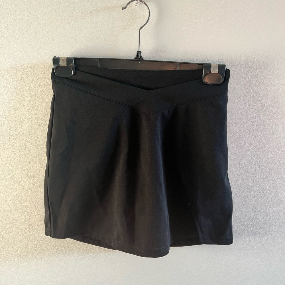 Shein Black Mini Skirt Built In Shorts V Cut